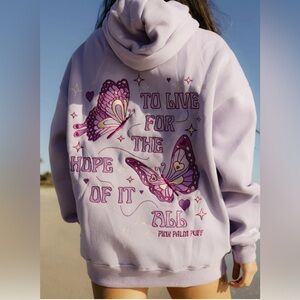 Pink Palm Puff Lilac Hoodie XS